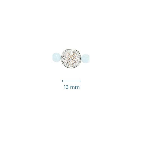 Sterling Silver Sand Dollar Aqua Stretchy Bracelet