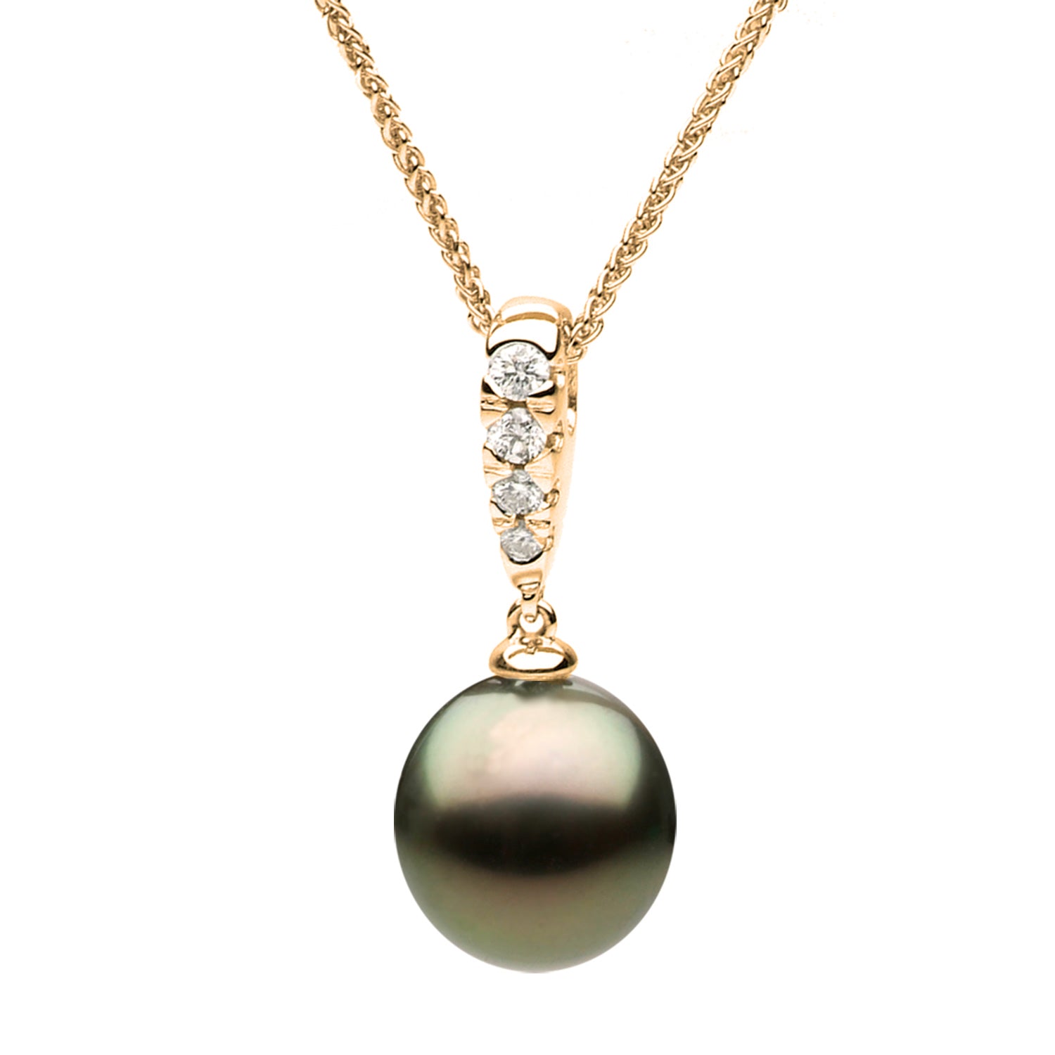 14KY Tahitian Pearl & Diamond Tina Pendant