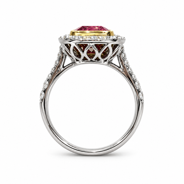 18K Natural Pink Tourmaline Diamond Ring (GIA)