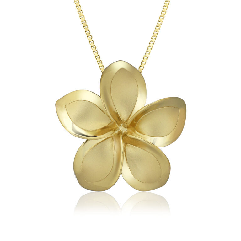 14KY 29mm Plumeria Pendant