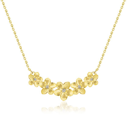 14KY Plumeria Bar Necklace