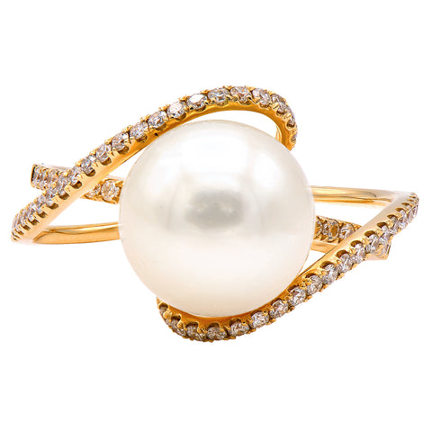 18KY White South Sea Pearl Maikai Ring