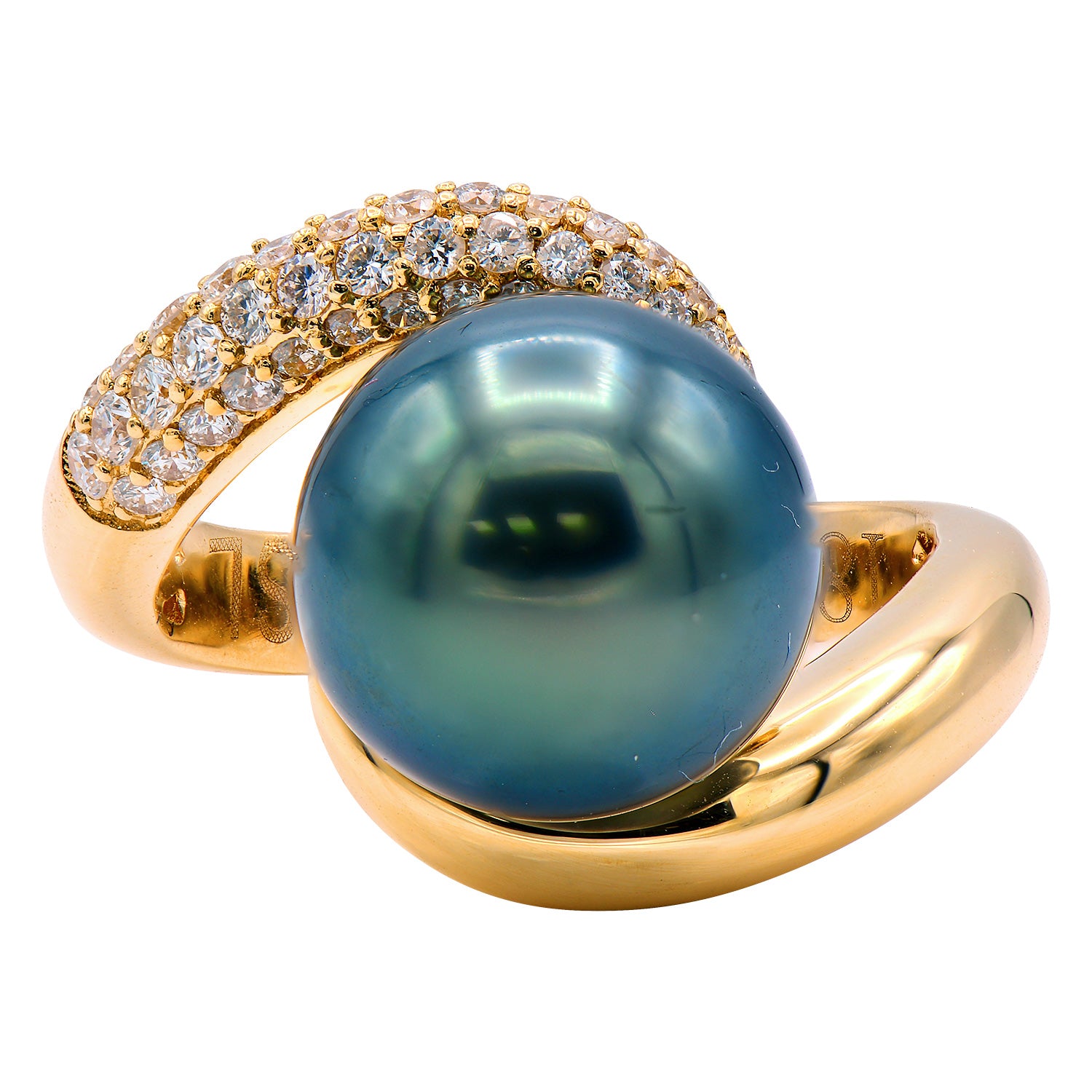 18KY Tahitian Pearl Riley Ring