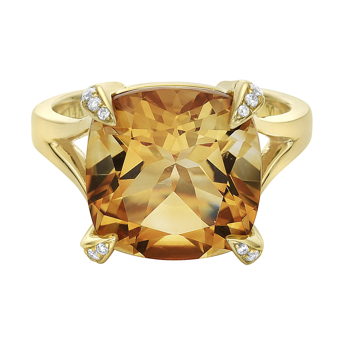 14KY Sunset Citrine Diamond Ring