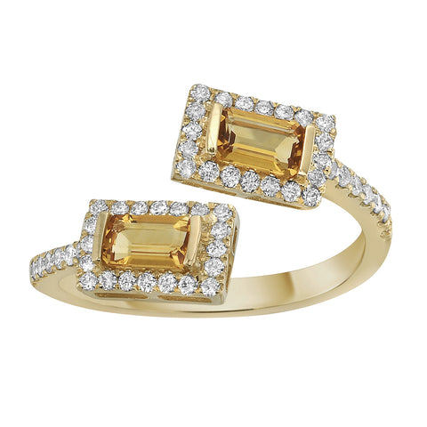 14KY Double Citrine Ring