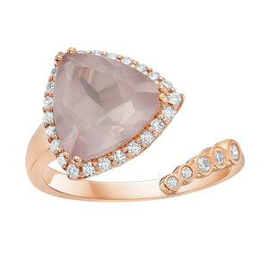 14KR Rose Quartz Trillion Ring