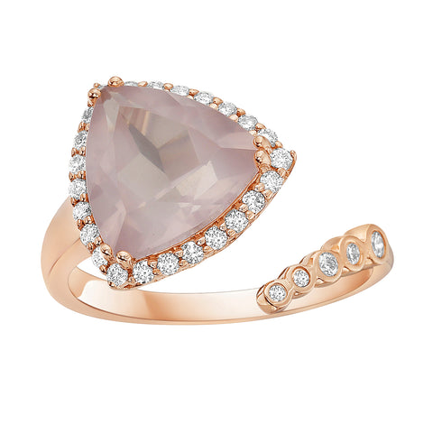 14KR Rose Quartz Trillion Ring