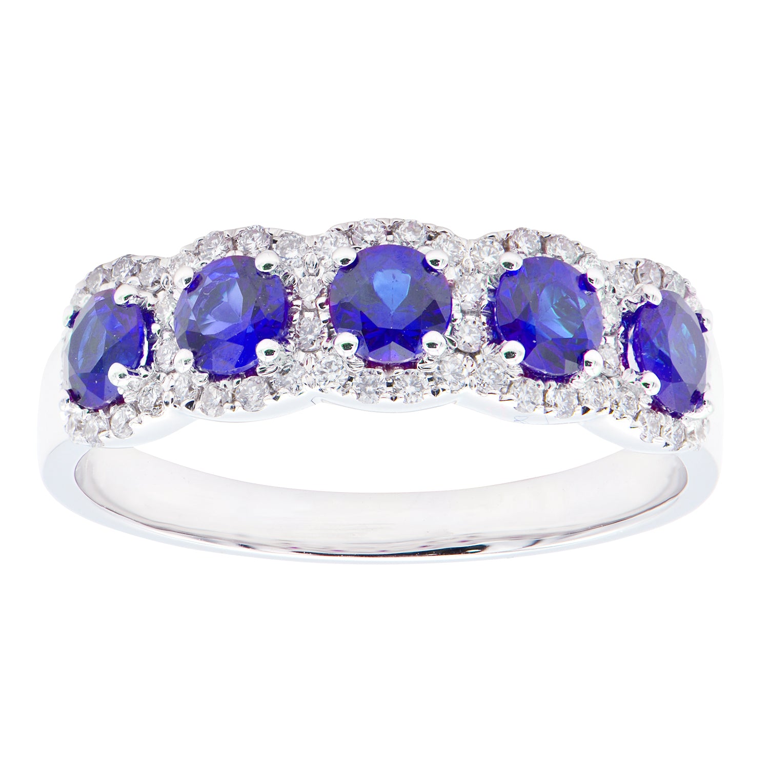 18K WG Wainohia Sapphire & Diamond Band