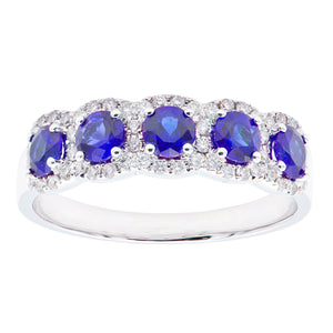 18K WG Wainohia Sapphire & Diamond Band