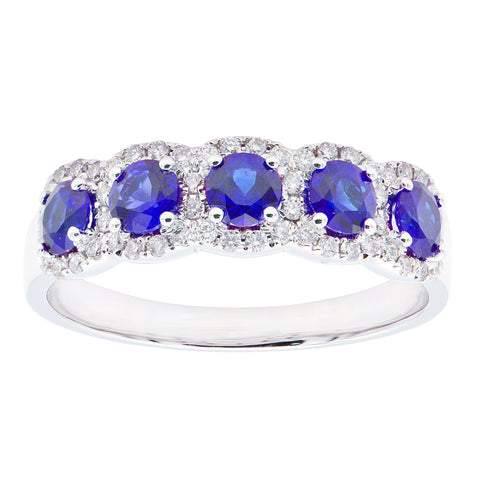 18K WG Wainohia Sapphire & Diamond Band