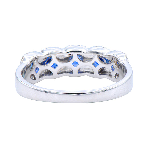 18K WG Wainohia Sapphire & Diamond Band