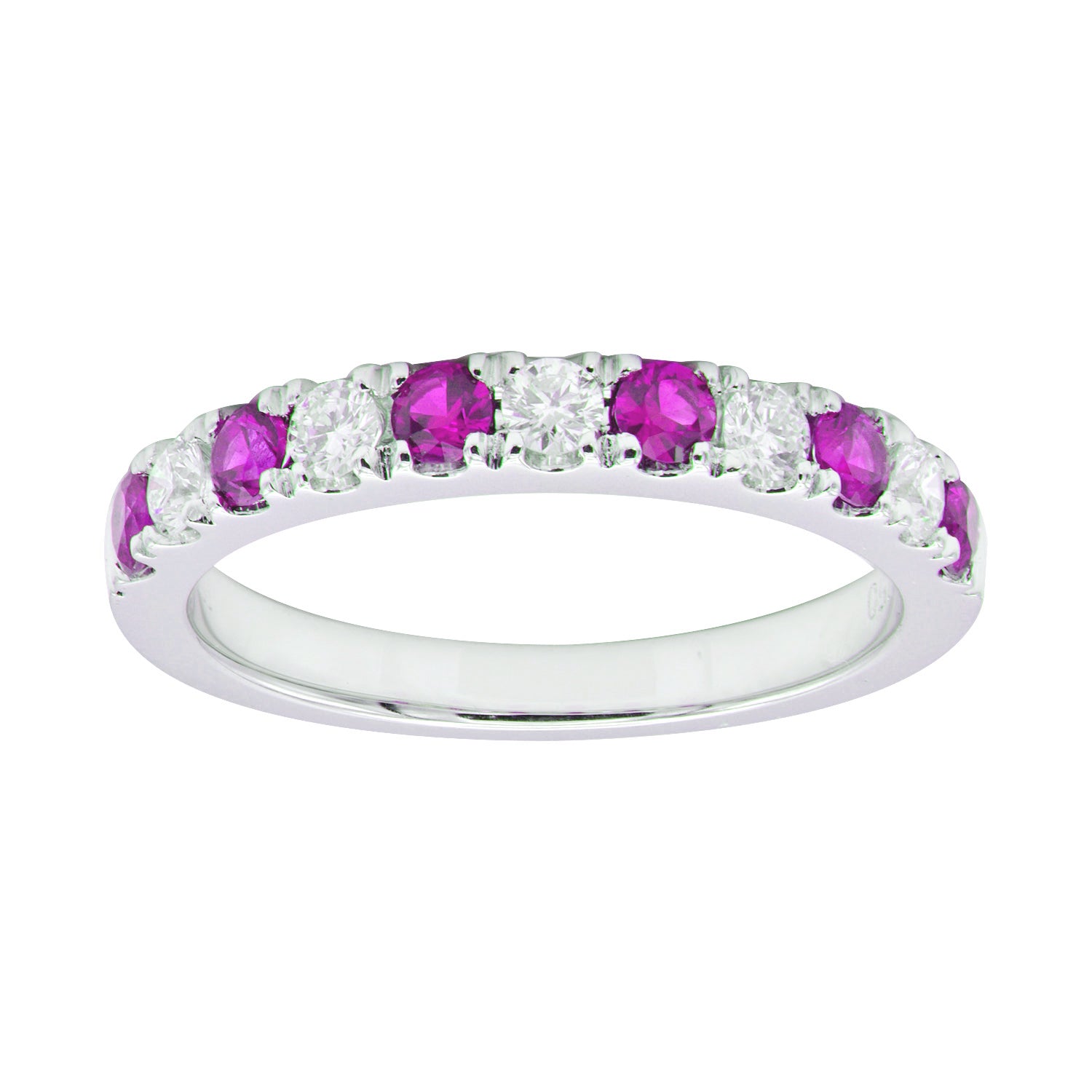 18KW Pink Sapphire & Diamond Band