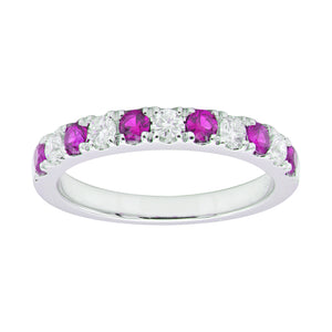 18KW Pink Sapphire & Diamond Band