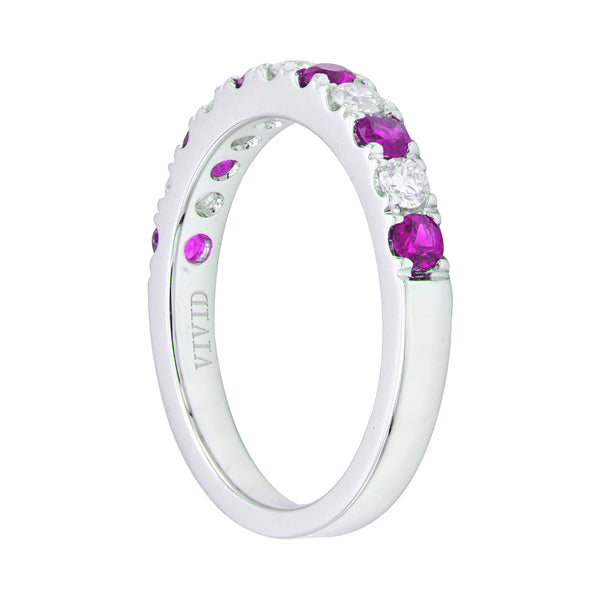 18KW Pink Sapphire & Diamond Band