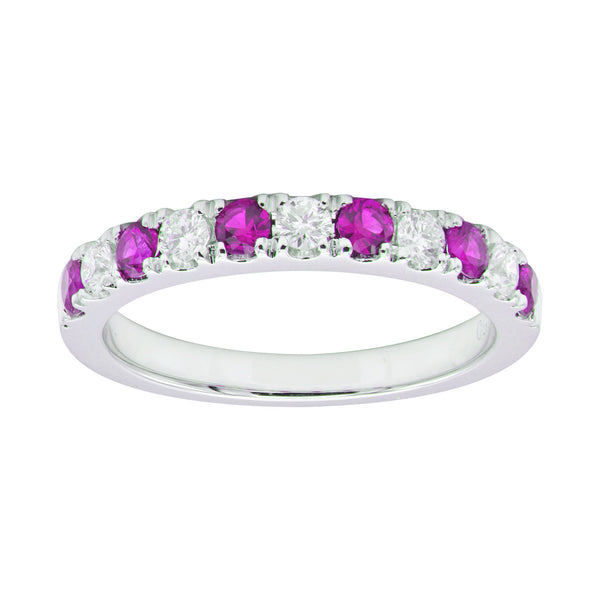 18KW Pink Sapphire & Diamond Band