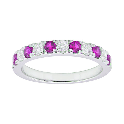 18KW Pink Sapphire & Diamond Band