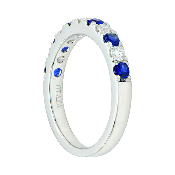 18KW Kalaheo Blue Sapphire & Diamond Band