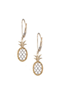 14K Yellow Sapphire Pineapple Lever-back Earrings
