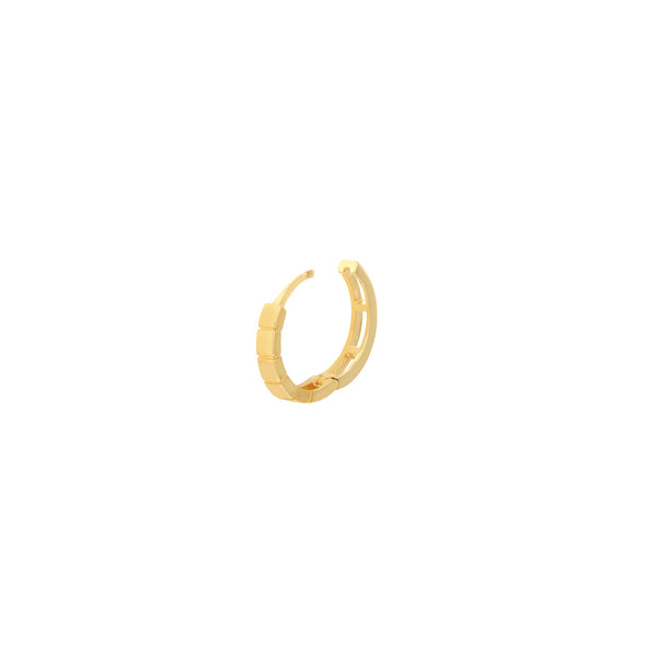 14K Yellow Gold Square Pattern Huggie Hoops