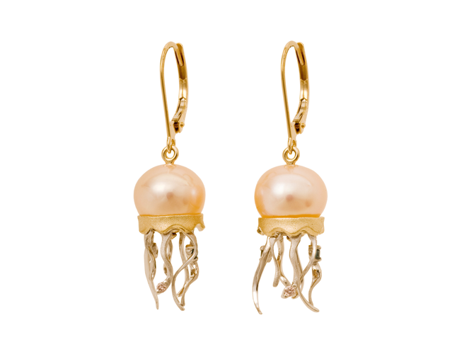 14K White Pearl Jellyfish Earrings