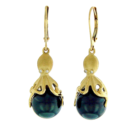 14KY Tahitian Pearl Octopus Earrings