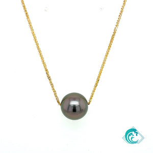 18KY Tahitian Pearl Slider Necklace
