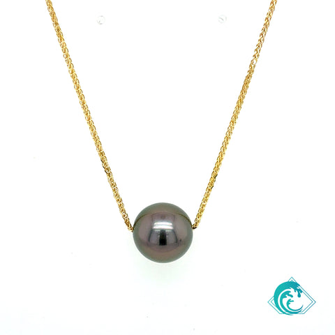 18KY Tahitian Pearl Slider Necklace