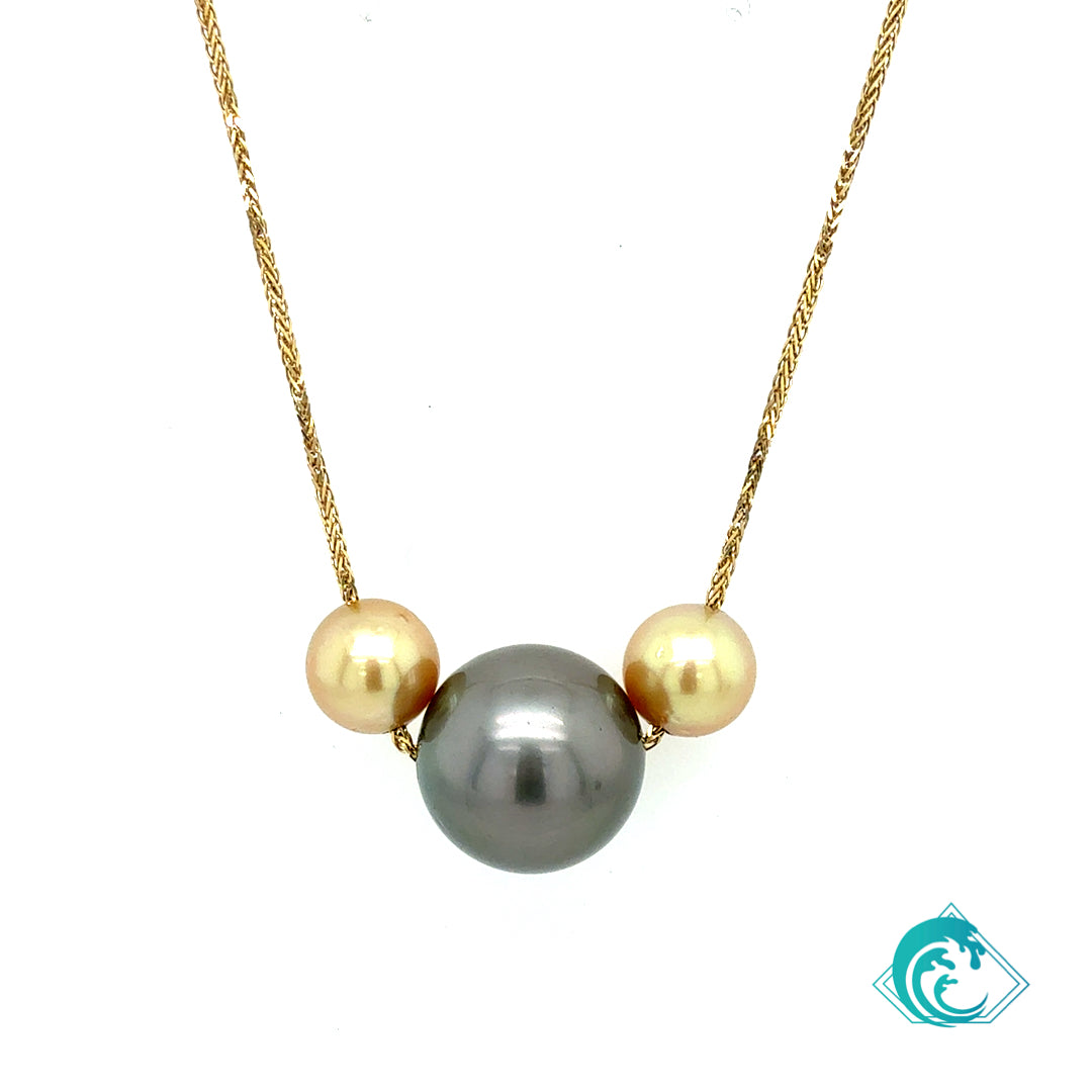 18KY Tahitian & Golden South Sea Pearl Floater