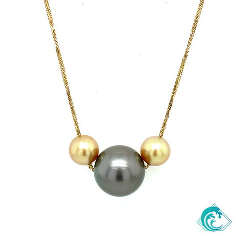 18KY Tahitian & Golden South Sea Pearl Floater
