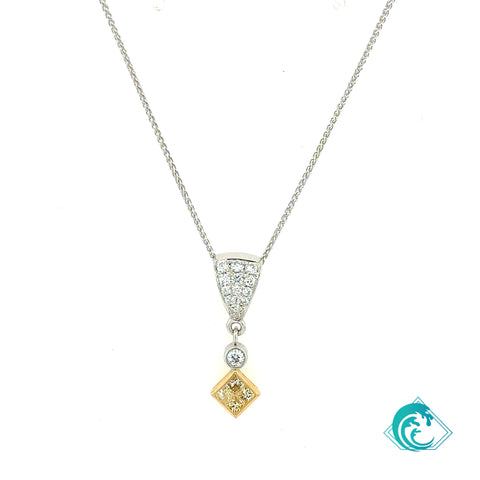 18K Two Tone Diamond Pendant
