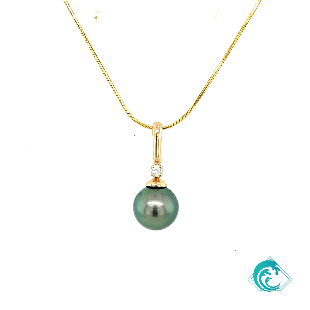 14KY Tahitian Pearl Maluhia Enhancer Pendant