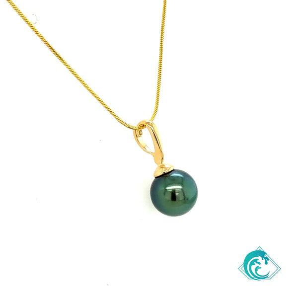 14KY Black Tahitian Pearl Enhancer Pendant