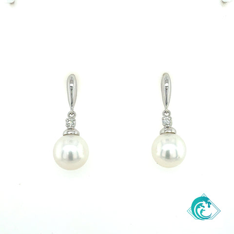 14KW White South Sea Pearl Diana Earrings