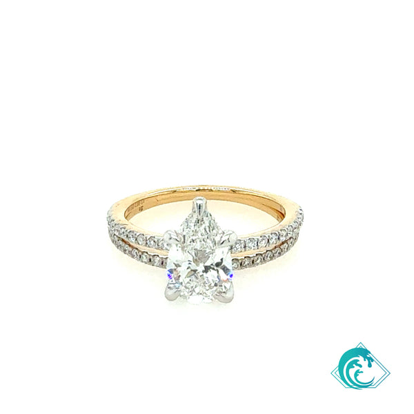 14K Sustainable Pear Shape Diamond Engagement Ring