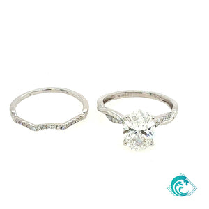 14KW Lab Grown Oval Diamond Twist Engagement Set