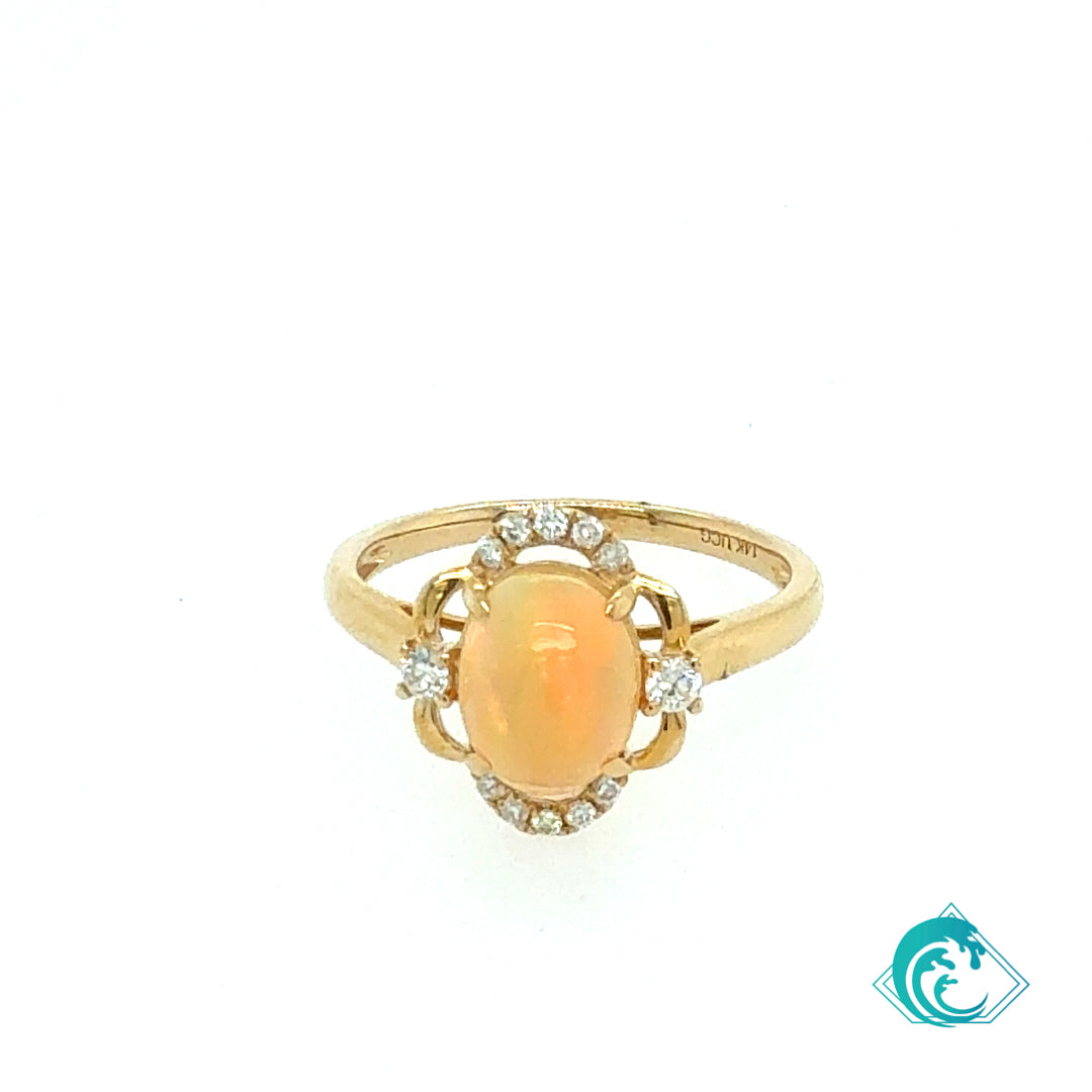 14KY Ethiopian Opal Diamond Ada Ring