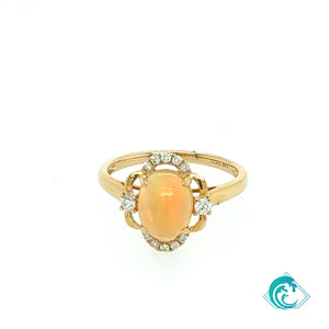 14KY Ethiopian Opal Diamond Ada Ring
