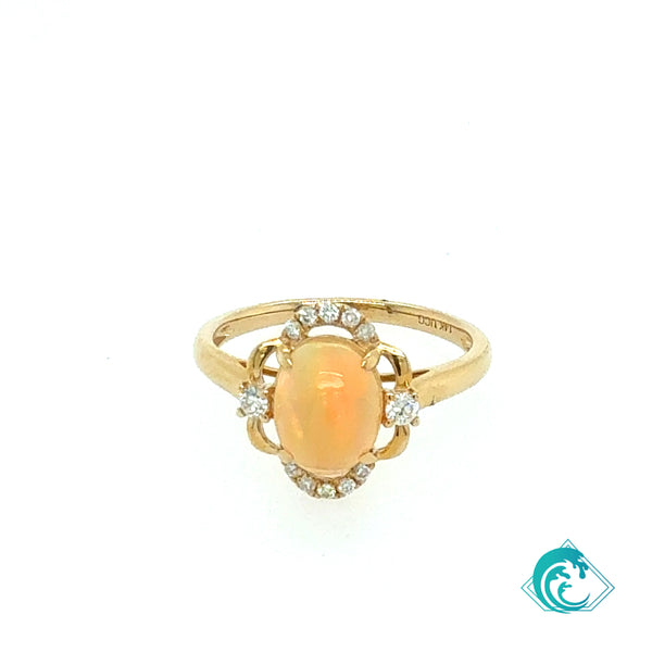 14KY Ethiopian Opal Diamond Ada Ring