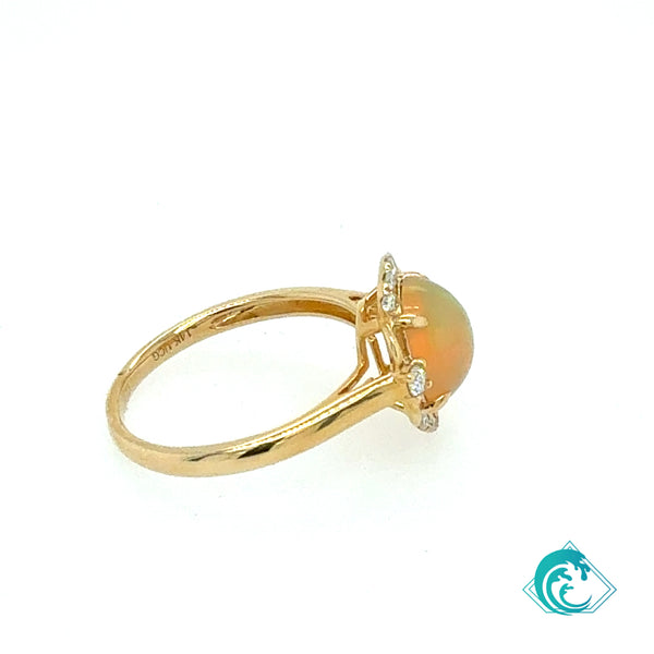 14KY Ethiopian Opal Diamond Ada Ring