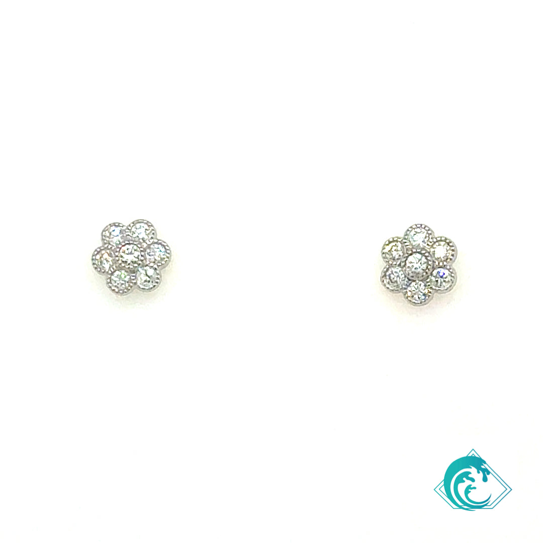 14KW Diamond Flower Stud Earrings