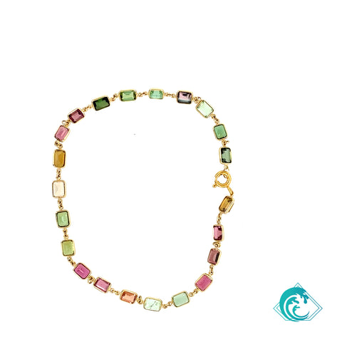 18KY Watermelon Tourmaline Bracelet