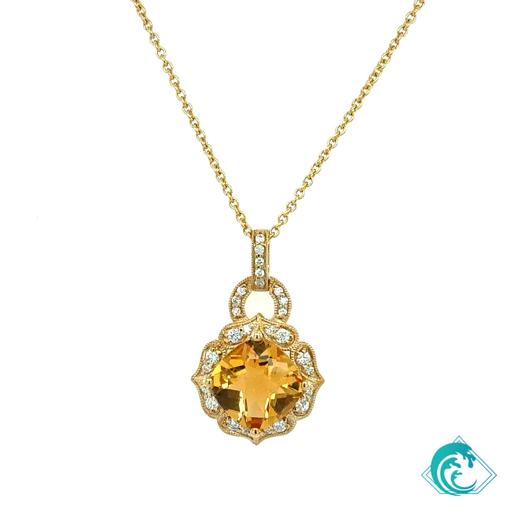 14KY Citrine Napaka Pendant