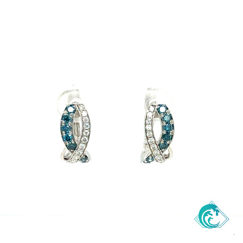 14KW Blue Diamond Infinite Earrings