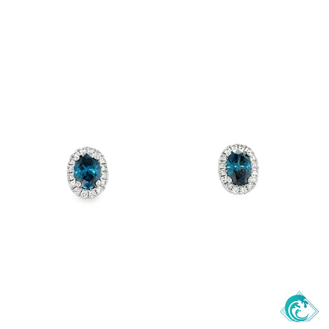 14KW Blue Diamond Stud Earrings