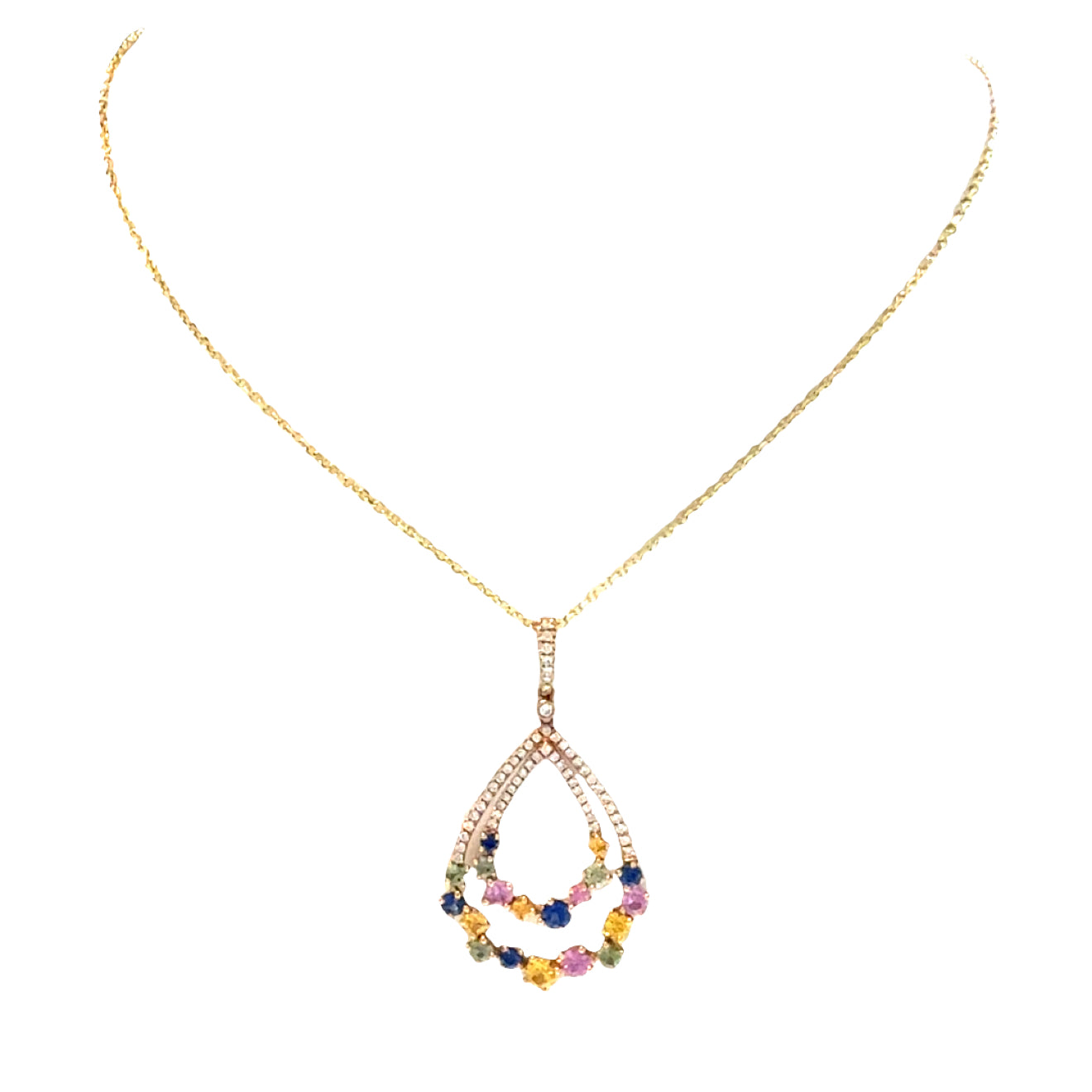 18KR Multi Color Sapphire Pendant