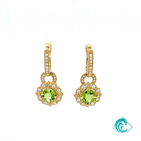 14K Yellow Gold Peridot Diamond Earrings
