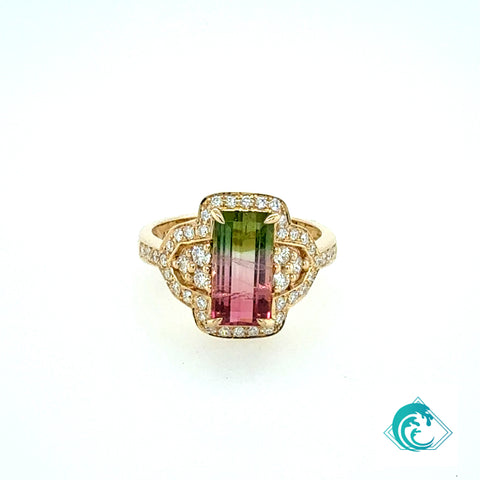 14KY Watermelon Tourmaline Kye Ring