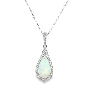 14KW Ethiopian Opal Diamond Enhancer Pendant