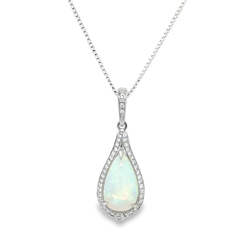 14KW Ethiopian Opal Diamond Enhancer Pendant