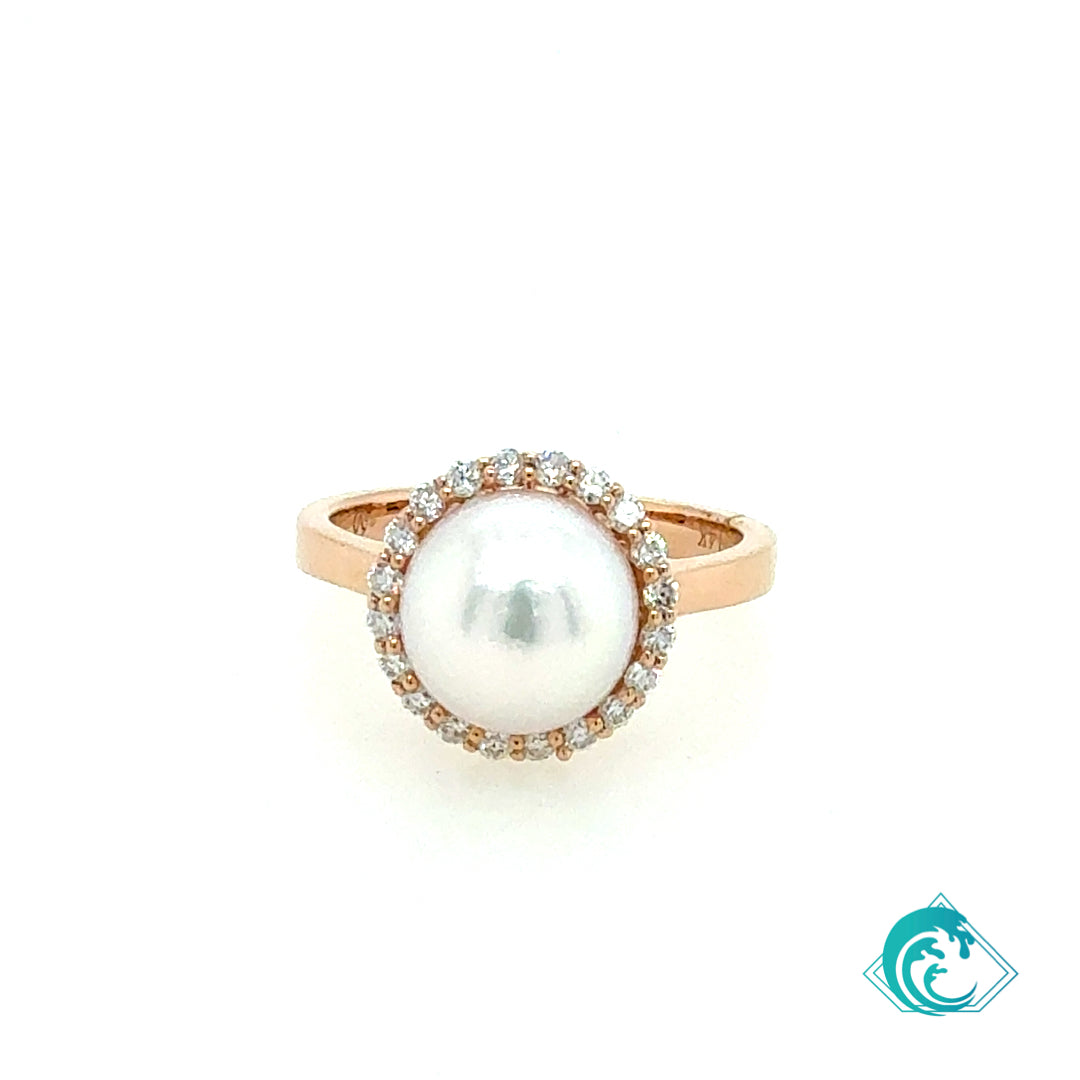 14KR Akoya Pearl Diamond Sally Ring
